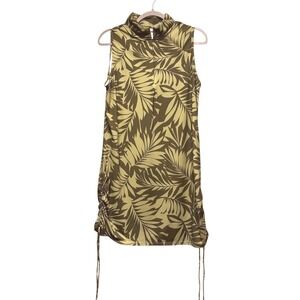 Lands End Womens‎ Sleeveless Mockneck Zip Side Cinching Swim Cover Up Green M